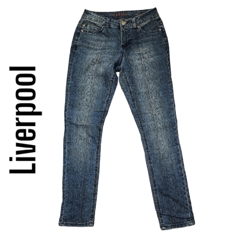 Liverpool Jeans Company | dark Blue Snakeskin Abby Skinny Jean sz 2/26